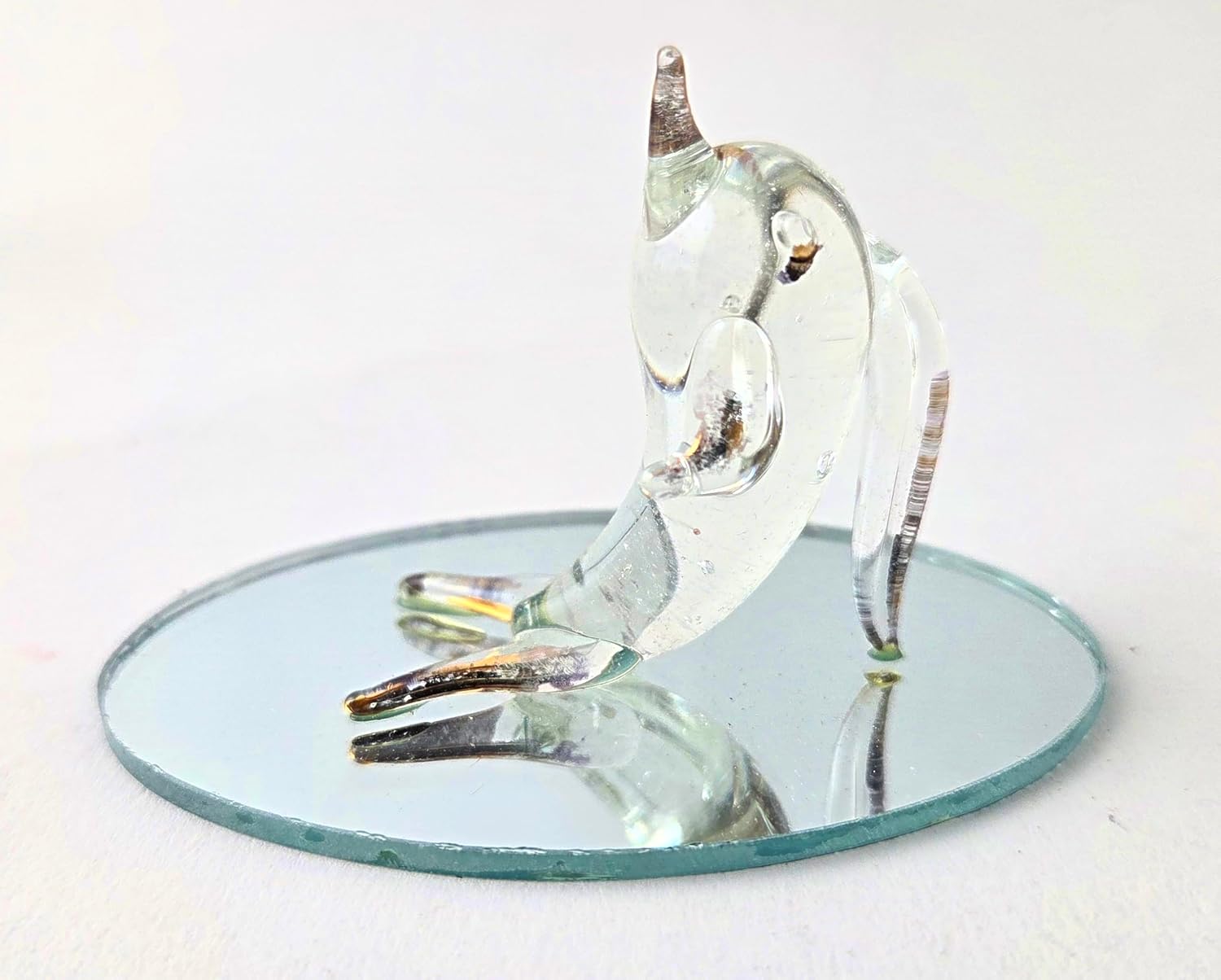 Party Favors Plus Gold Plated Glass Dolphin Figurine Oval Mirror Base 2.5 Inch