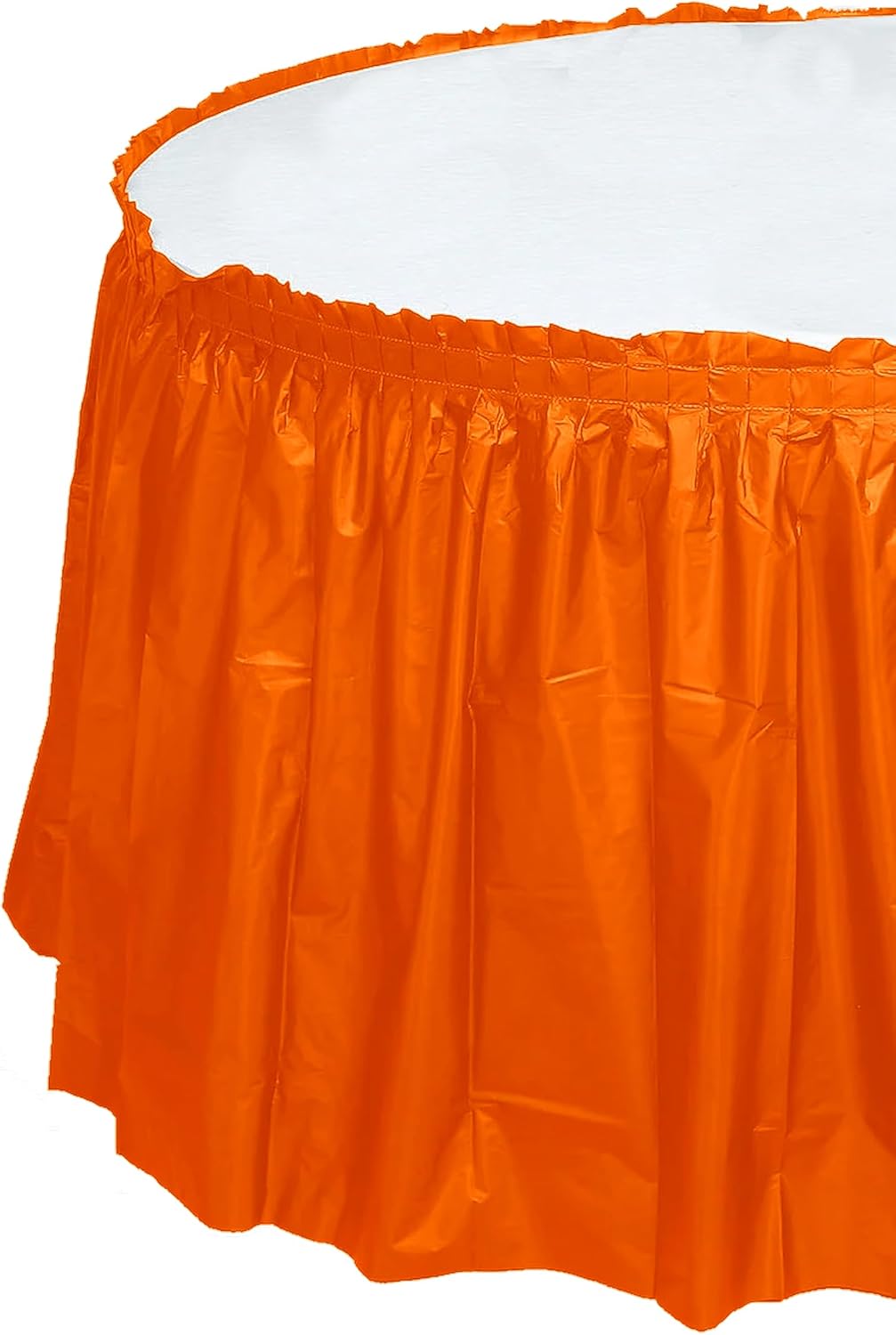 Party Favors Plus Orange Plastic Tablecloth 84 Inch Round with 2 Table Skirts 3 Piece Set