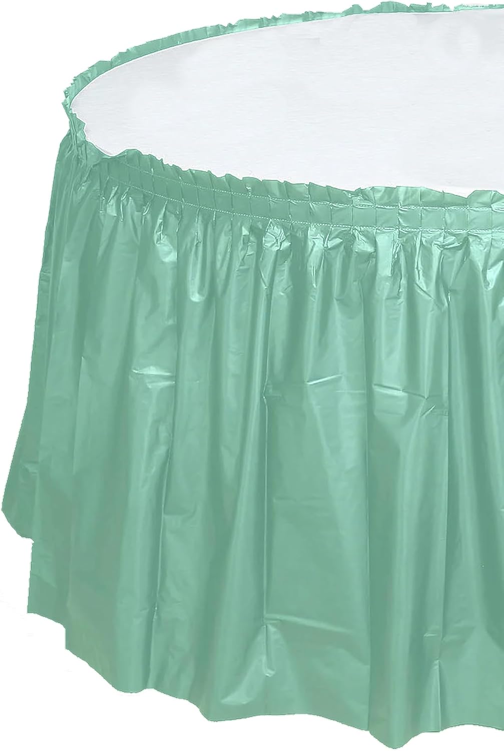 Party Favors Plus Mint Green Plastic Tablecloth 84 Inch Round with Table Skirts 3 Piece Set