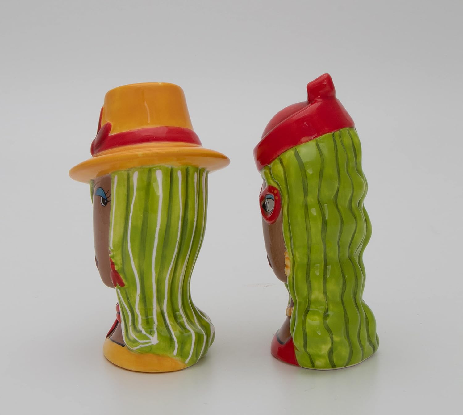 Cosmos Gifts Fine Ceramic Dollymamas African American Fashion Lady with Hats Salt & Pepper Shakers Set 4-1/2" H 62622