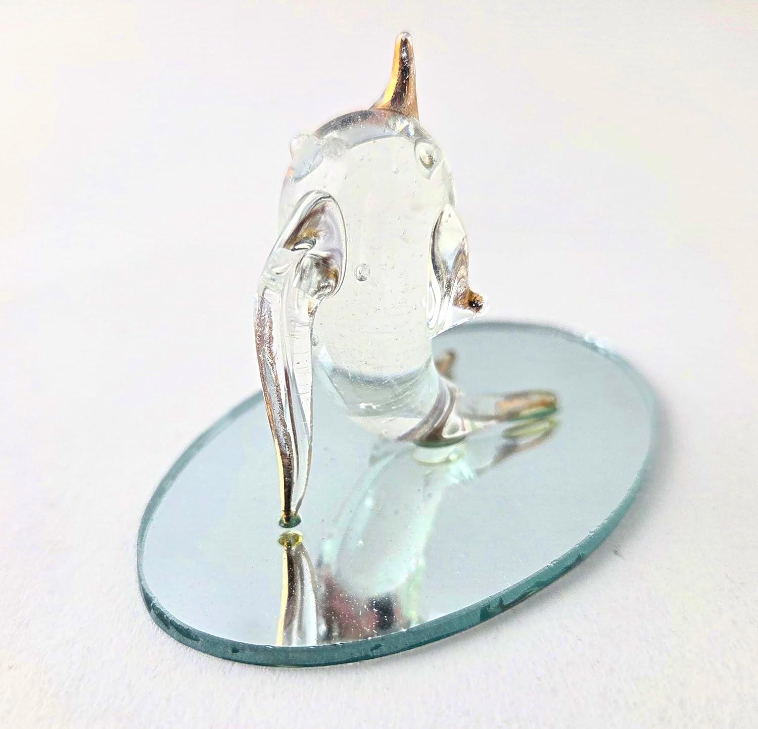 Party Favors Plus Gold Plated Glass Dolphin Figurine Oval Mirror Base 2.5 Inch