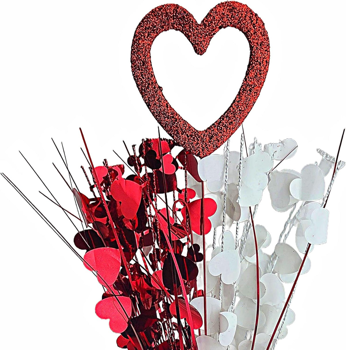Red & White Hearts Balloon Weight Centerpieces, 2 Pieces