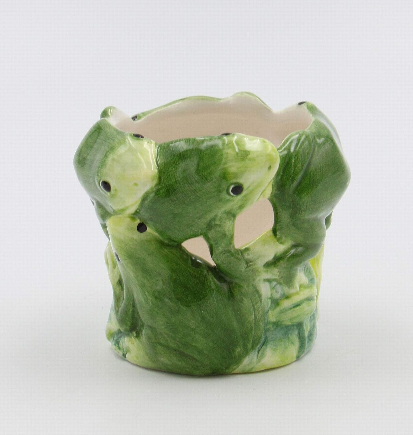 Cosmos Gifts Fine Ceramic Frog Lily Pads Tea Light Candle Holder 2-3/4 In Green