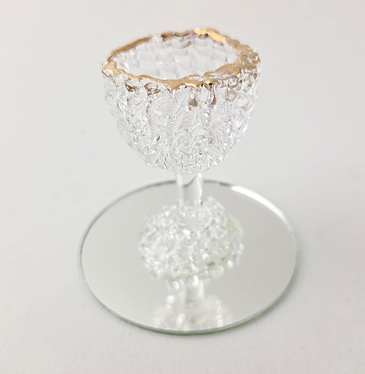 Party Favors Plus Mini Crystal-Like Goblet Figurine Gold Accent Polyresin 2.5 Inch