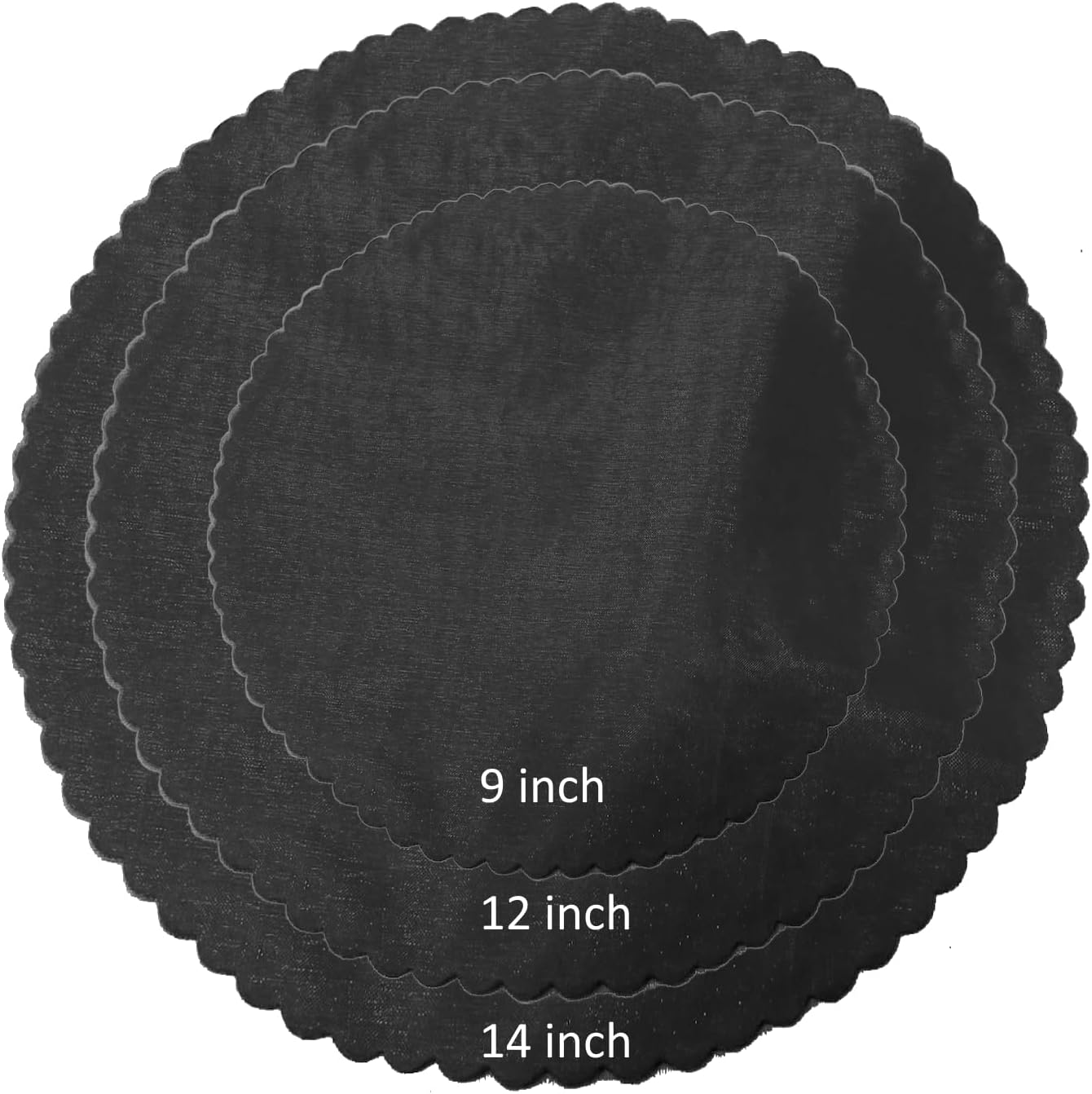 Party Favors Plus Black Organza Scalloped Circles 12in 25 Count