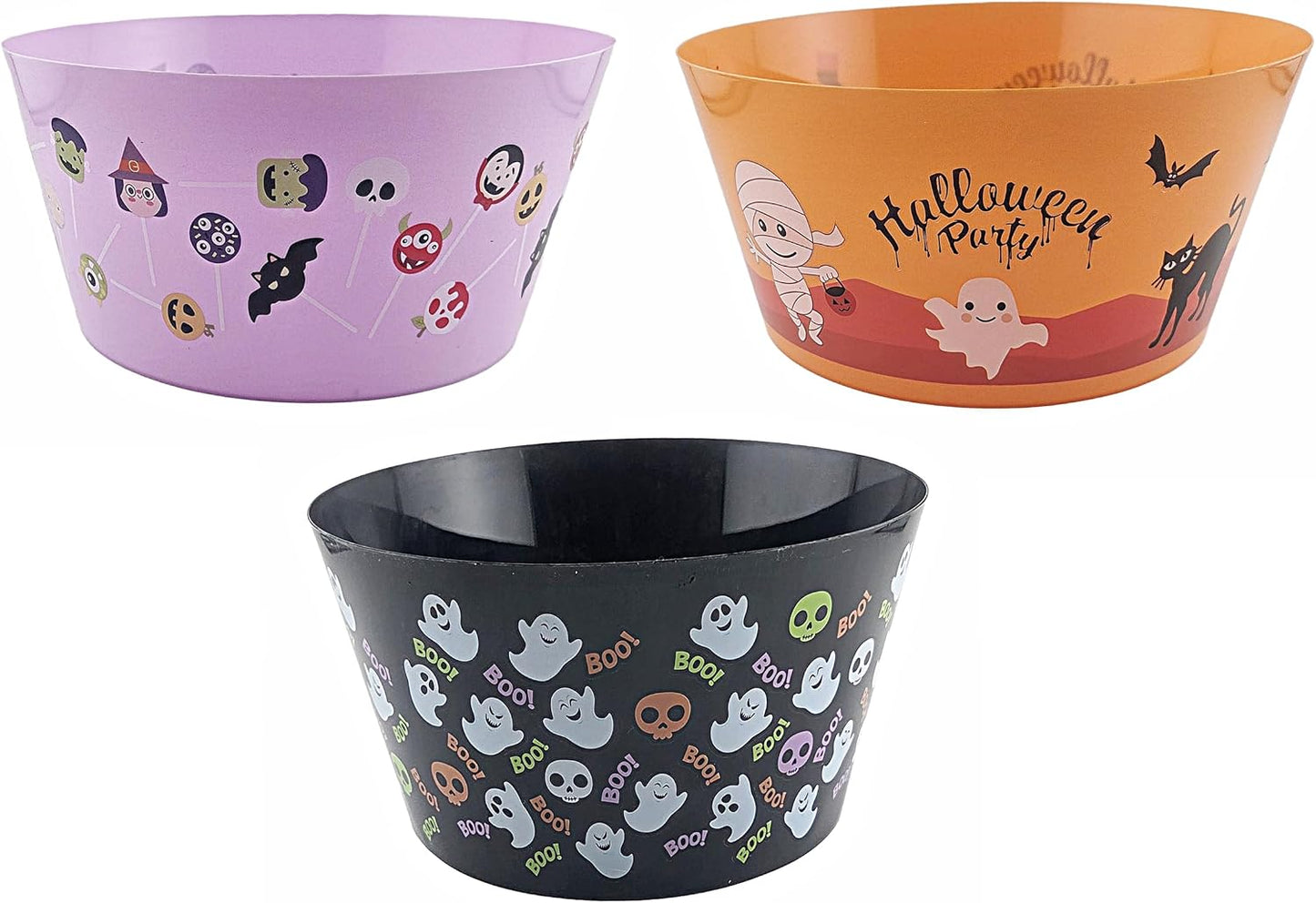 Halloween Print Plastic Candy Bowl Set of 3, BPA Free