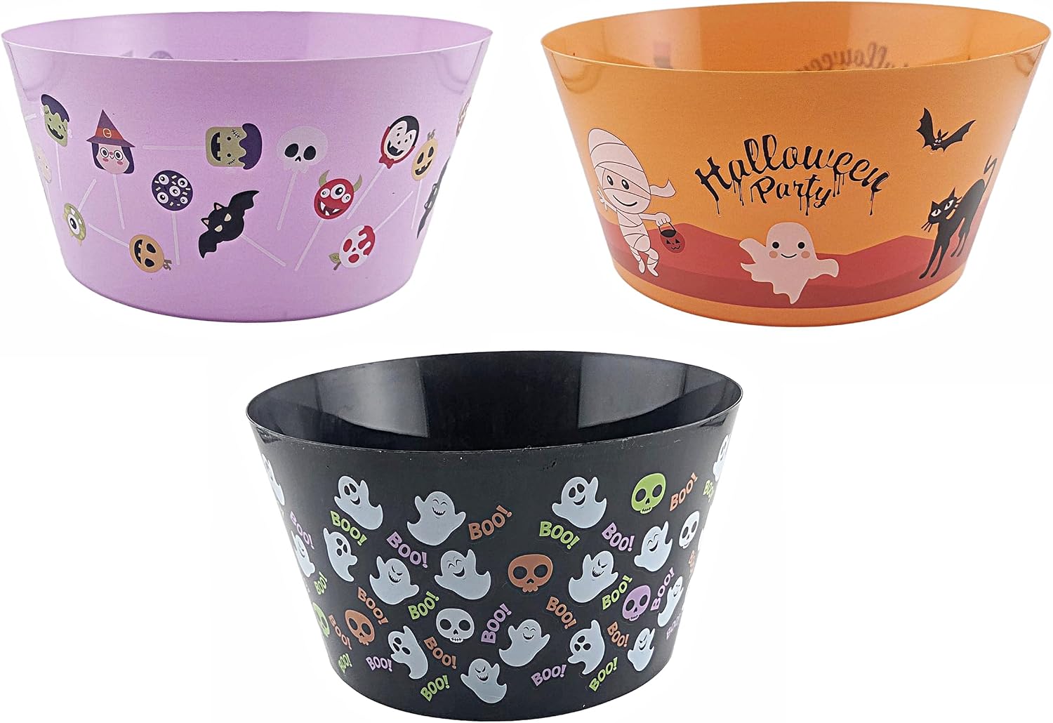 Halloween Print Plastic Candy Bowl Set of 3, BPA Free
