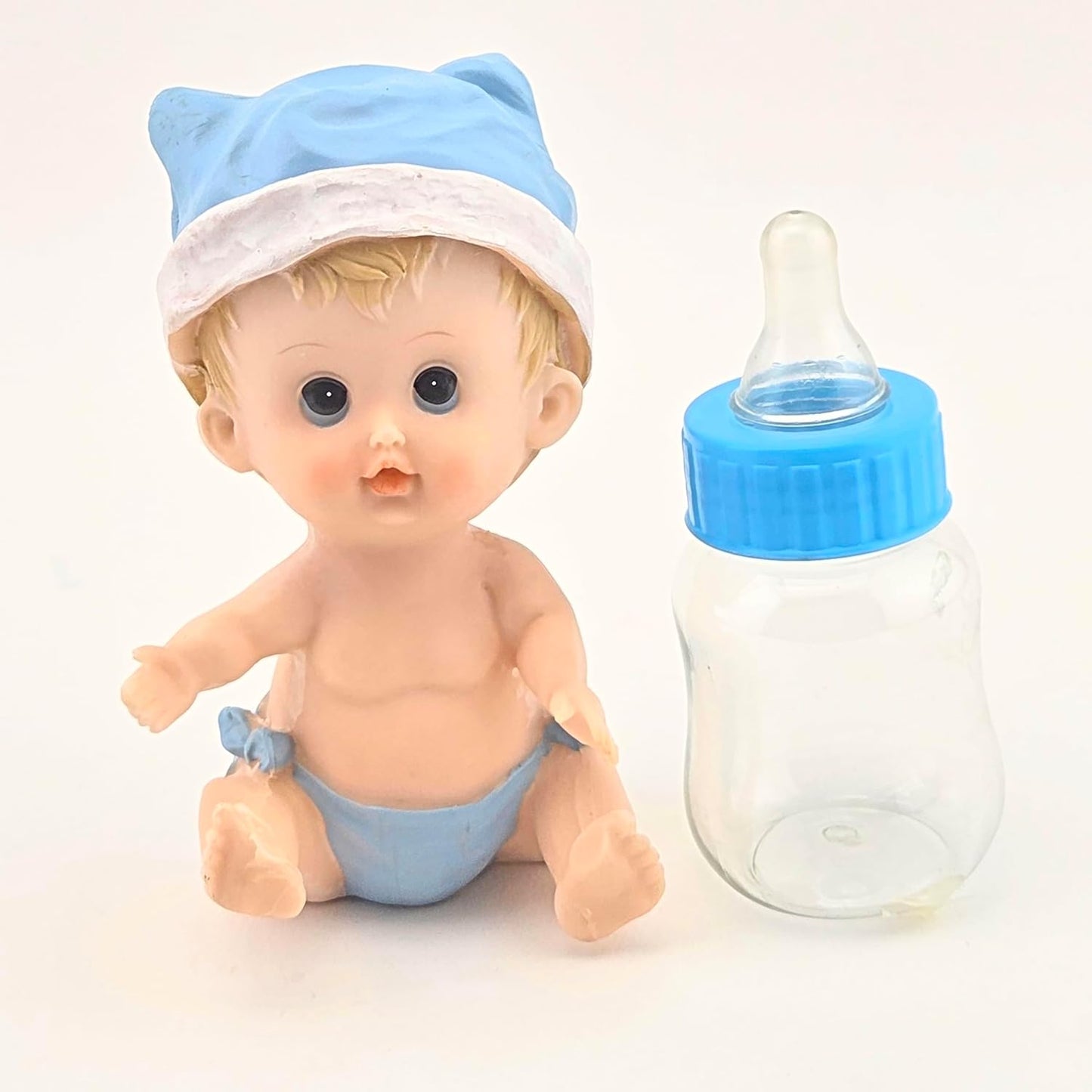 Party Favors Plus Pink White Polyresin Baby Girl Figurine with Fillable Bottle 5.5 Inch