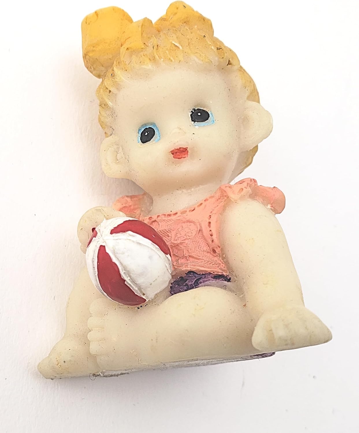 Party Favors Plus Pink White Polyresin Baby Girl with Ball Figurine 2.5 Inch Set of 2