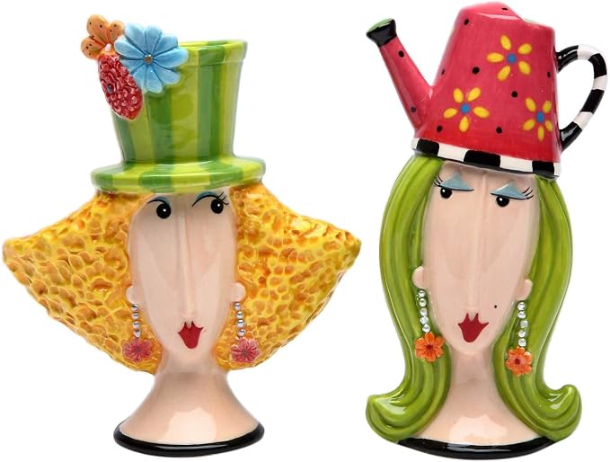 Appletree Design Ceramic Garden Lady Salt and Pepper Shaker Set 4" H