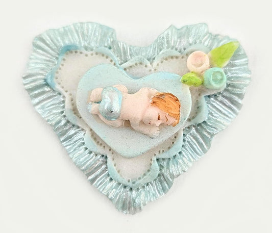 Party Favors Plus Cold Porcelain Sleeping Baby Capia Favors Blue Heart 10 Count