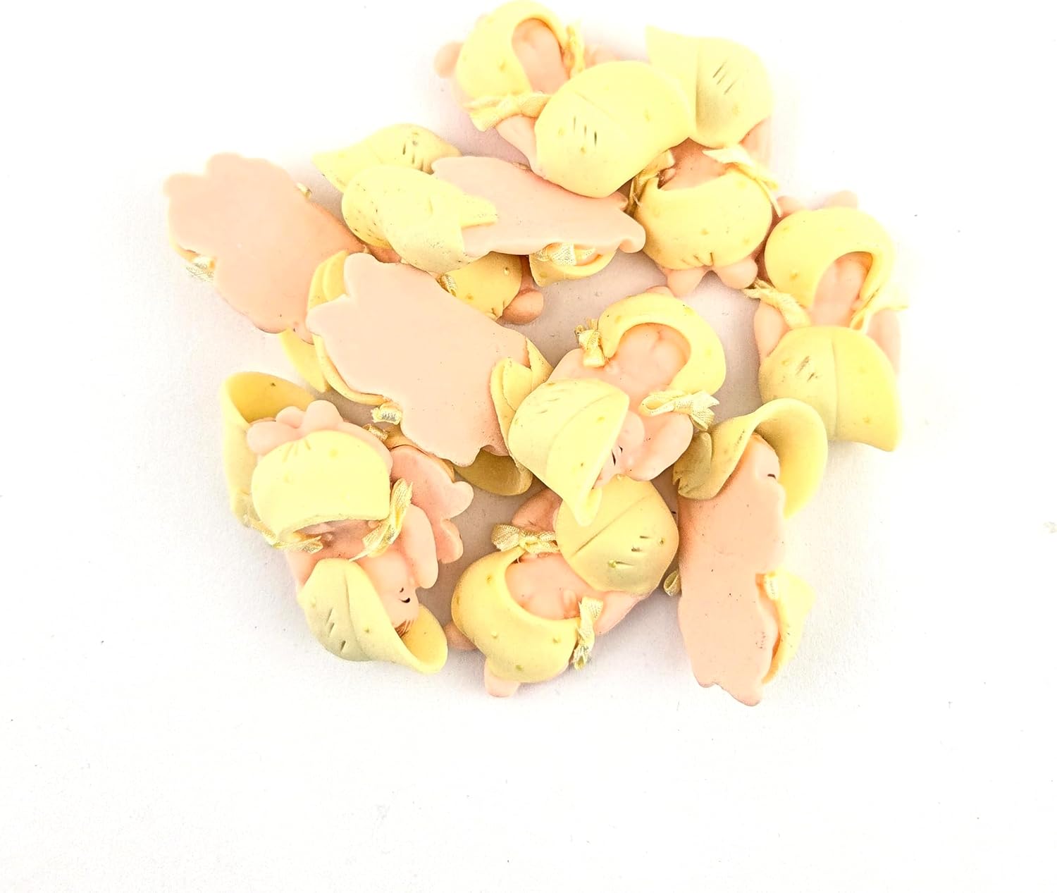 Party Favors Plus Cold Porcelain Sleeping Baby Figurines Yellow 12 Count
