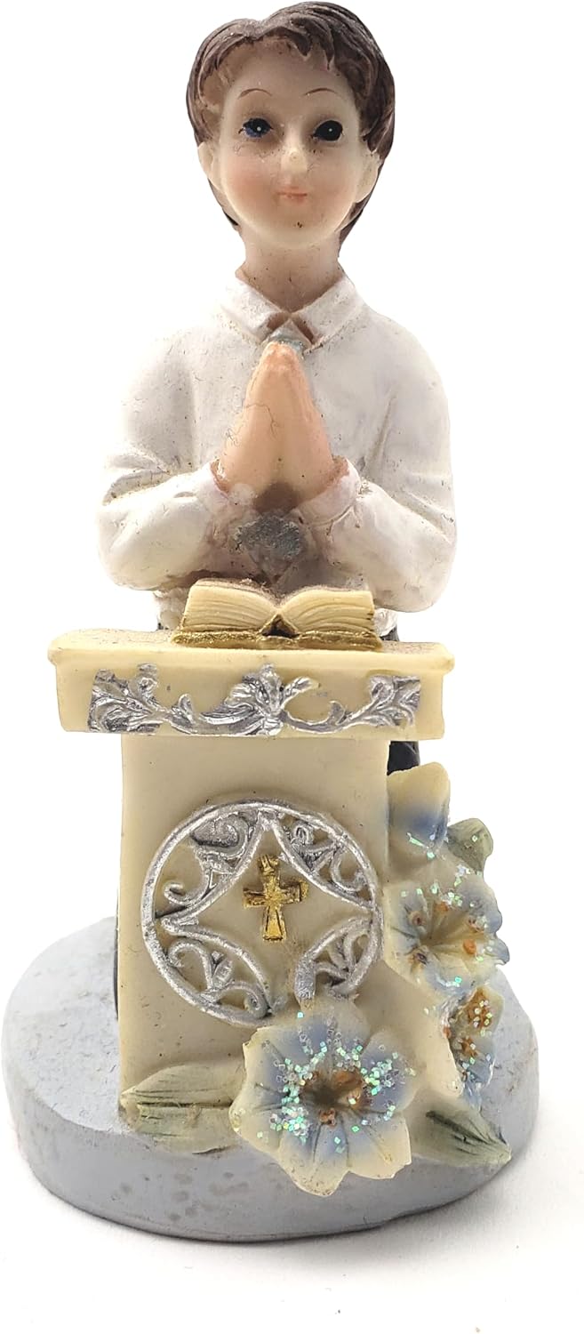 Party Favors Plus Black White Polyresin First Communion Boy Figurine 4 Inch Set of 2