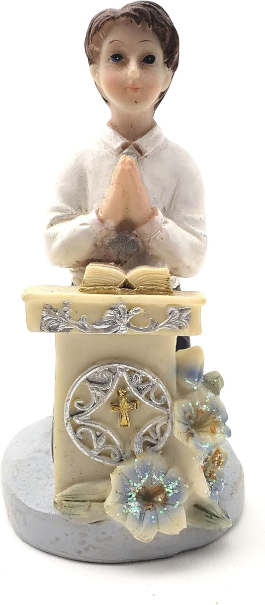 Party Favors Plus Black White Polyresin First Communion Boy Figurine 4 Inch Set of 2