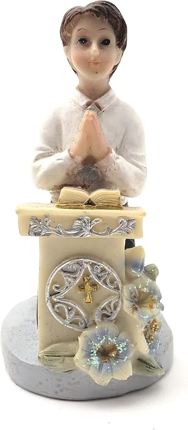 Party Favors Plus Black White Polyresin First Communion Boy Figurine 4 Inch Set of 2
