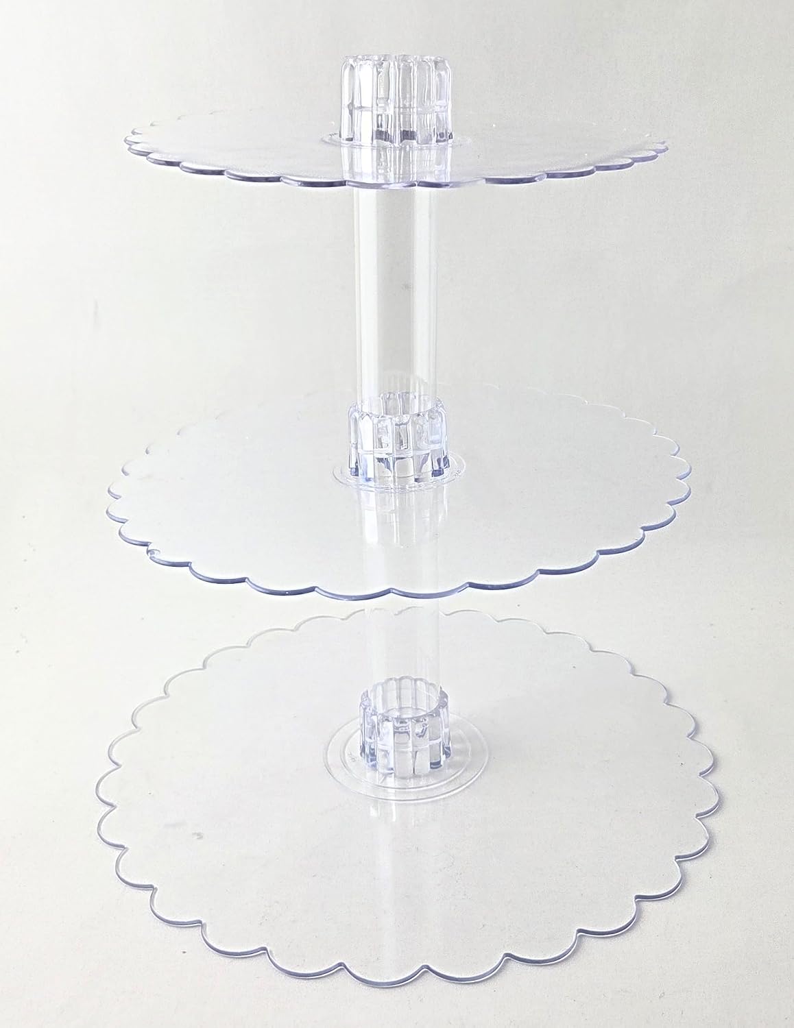 Party Favors Plus Clear Acrylic 3 Tier Cupcake Stand Scalloped Plates 14 12 8 Inch