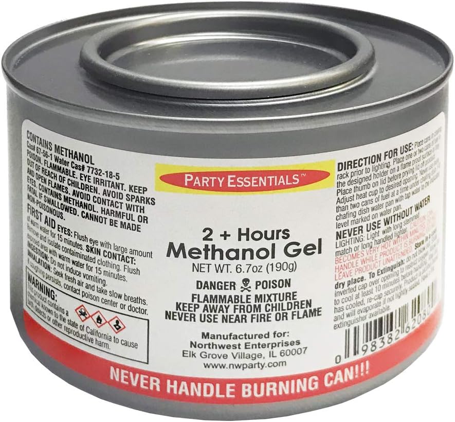 Party Essentials Chafing Dish Jelled Methanol Warming Fuel, 12-Pack