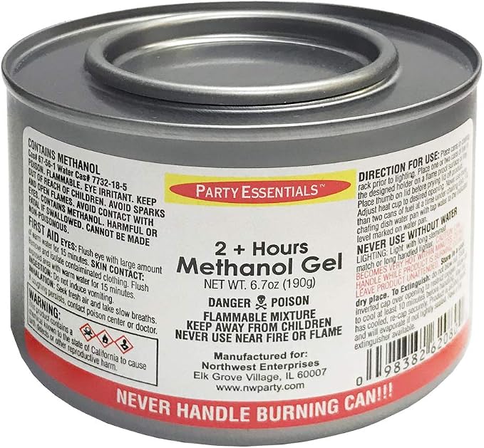Party Essentials Chafing Dish Jelled Methanol Warming Fuel, 12-Pack