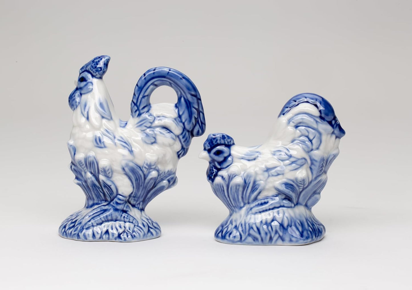 Cosmos Gifts Fine Ceramic Dutch Blue Rooster Salt & Pepper Shakers Set 4-3/8" H