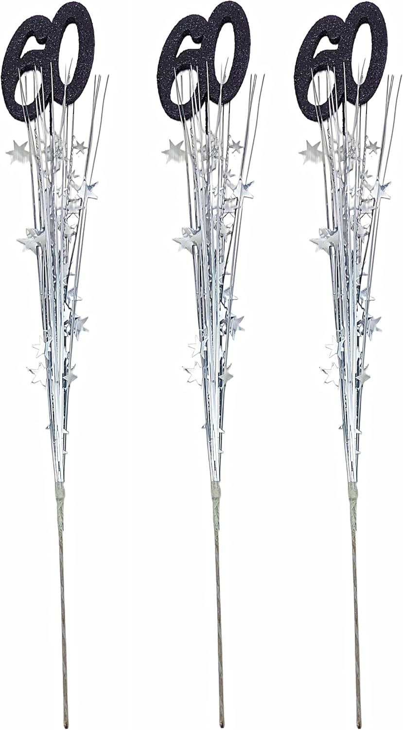 Silver Stars 60th Birthday Spray Decoration, 3 Pieces