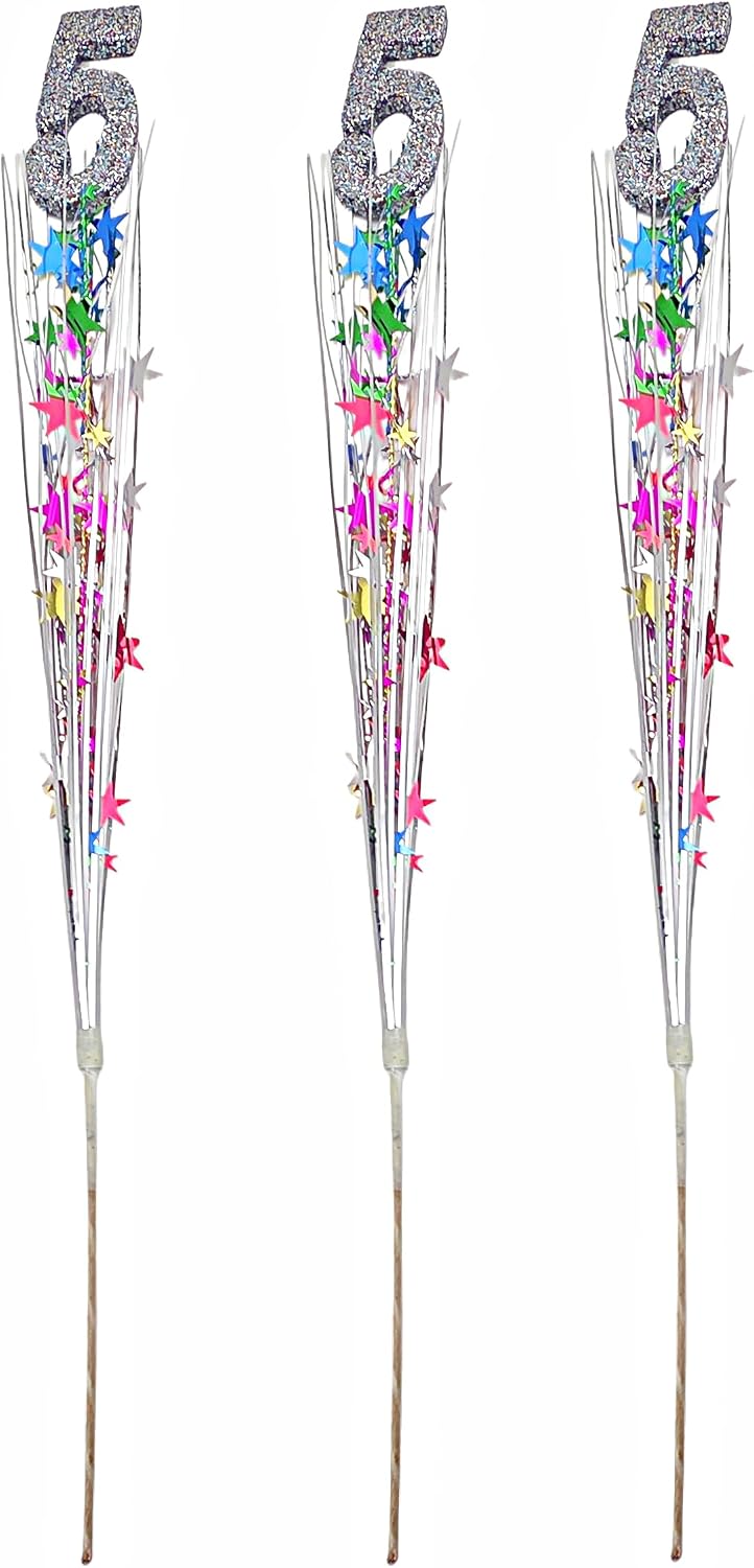 Multicolor Metallic Star 5th Birthday Spray Decorations, 3 Pieces