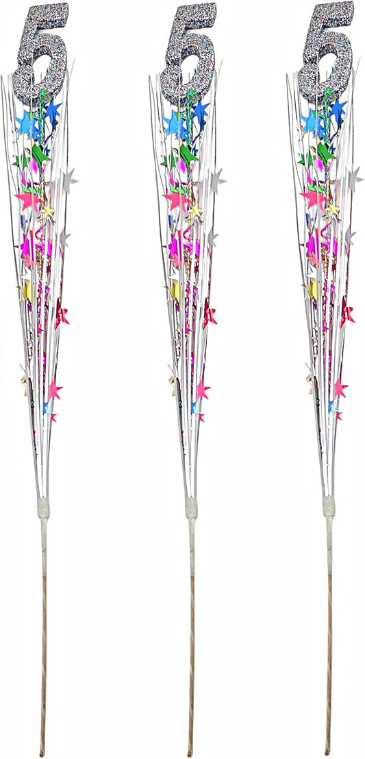 Multicolor Metallic Star 5th Birthday Spray Decorations, 3 Pieces