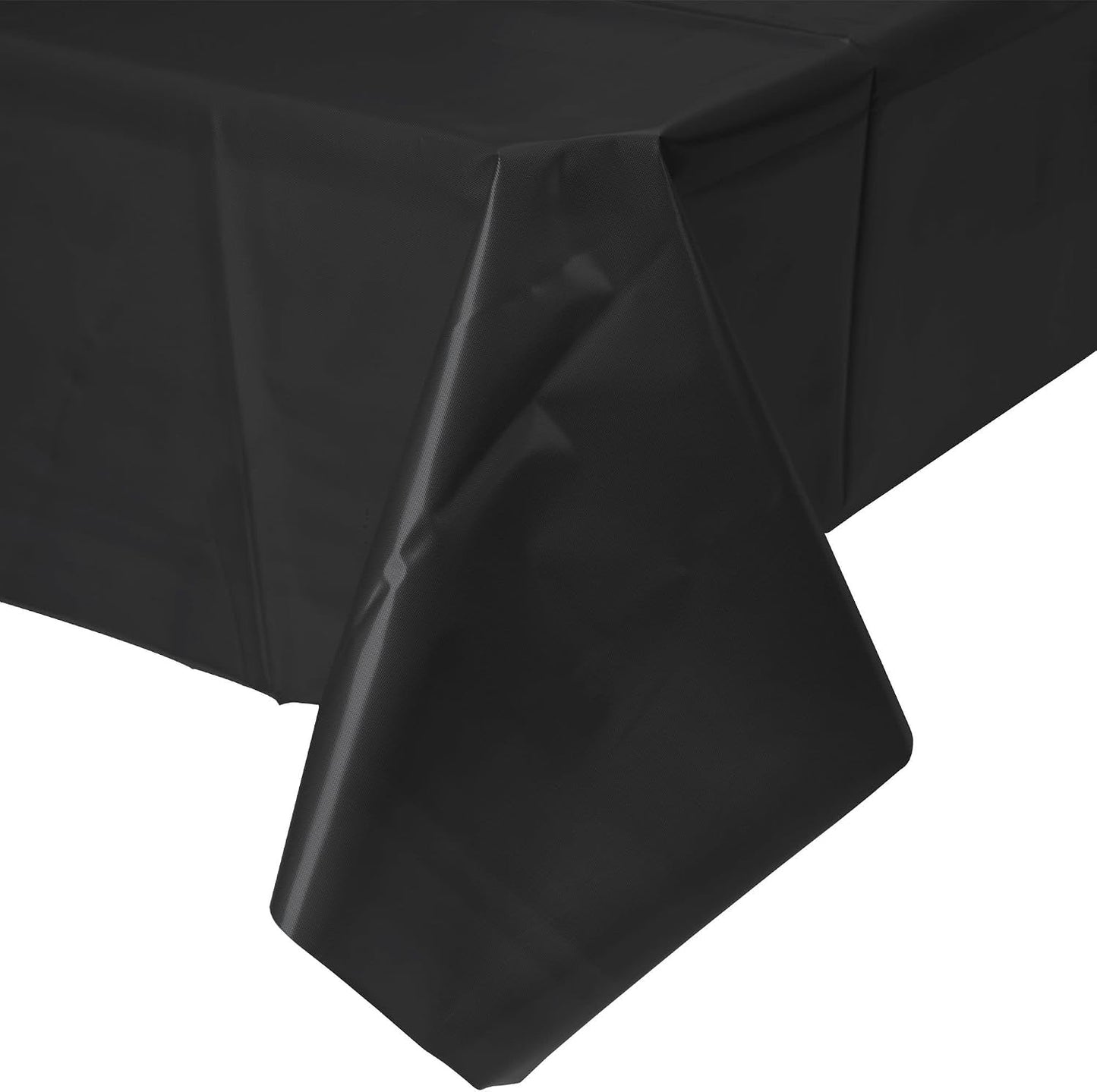 Party Favors Plus Black Plastic Tablecloth 54x108 Inch with Table Skirt 2 Piece Set