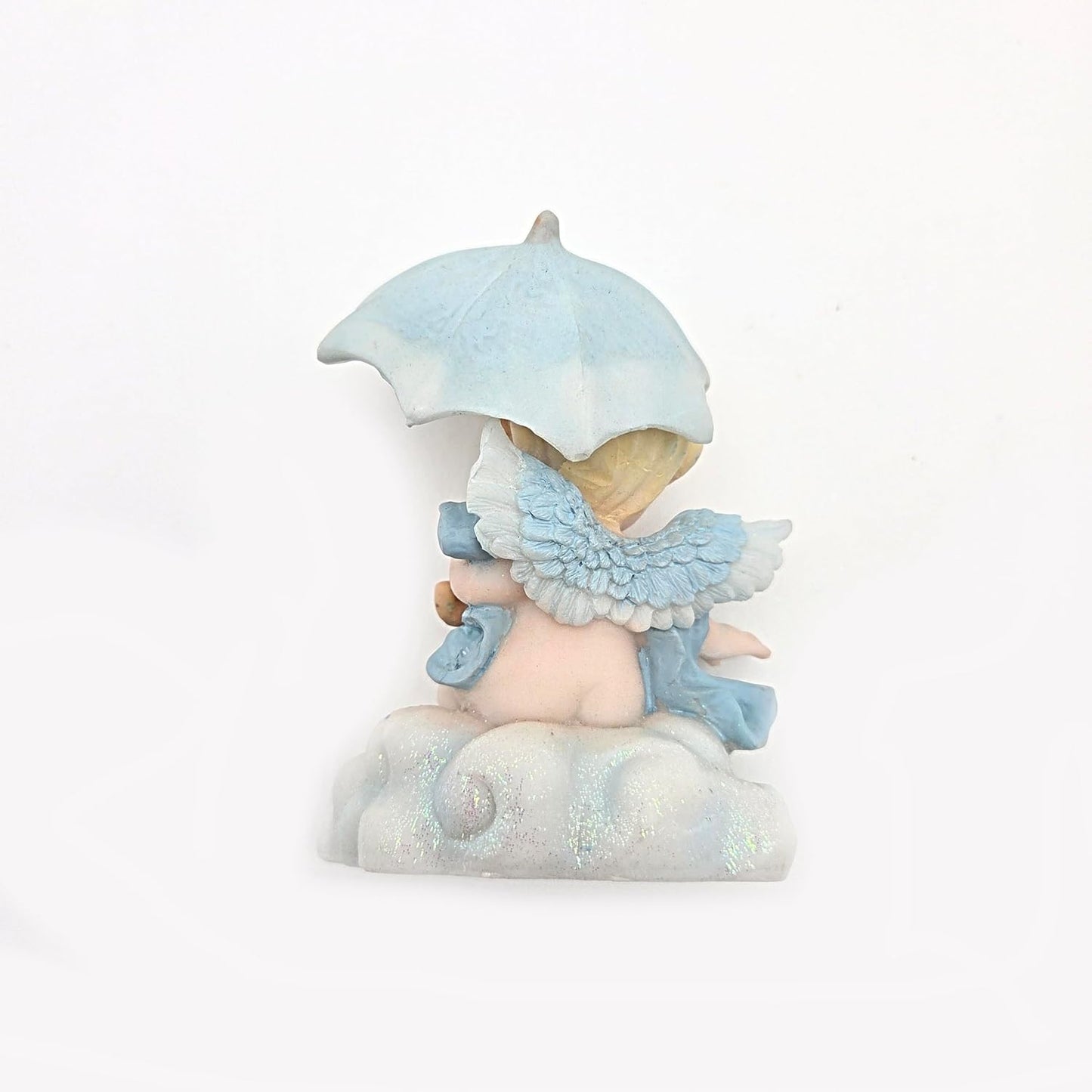 Party Favors Plus Multicolor Polyresin Baby Angel with Umbrella Figurine 4 Inch Set of 2