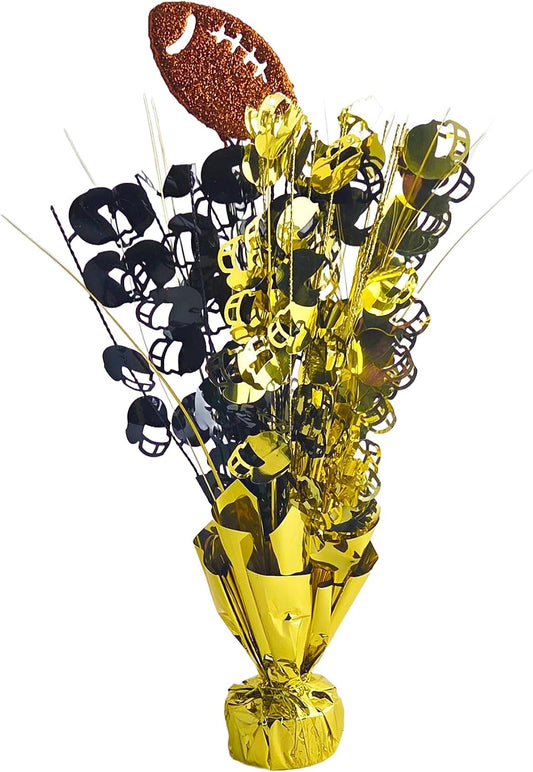 Metallic Gold and Black Football Balloon Weight Centerpieces, 2 Pieces
