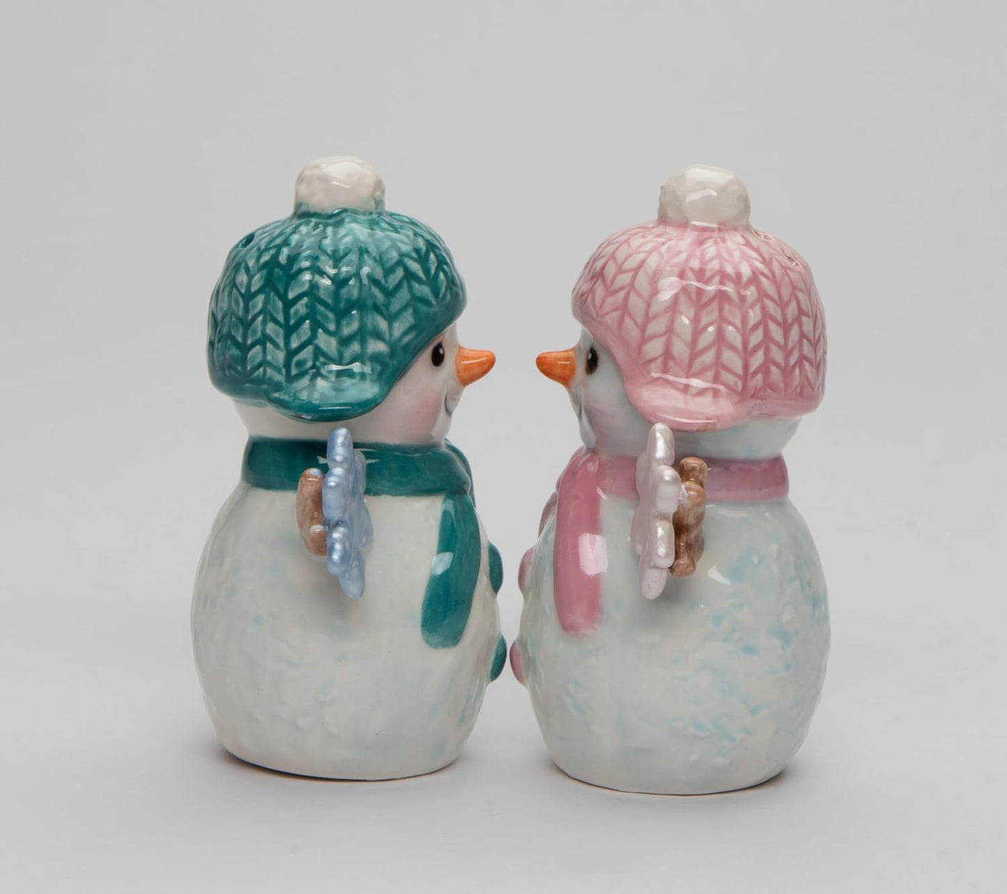 Cosmos Gifts Fine Ceramic Snowman Couple with Snowflake Salt & Pepper Shakers Set 3-7/8" H 57047