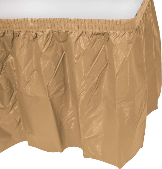 Party Favors Plus Gold Plastic Table Skirts 29 in x 13 Ft