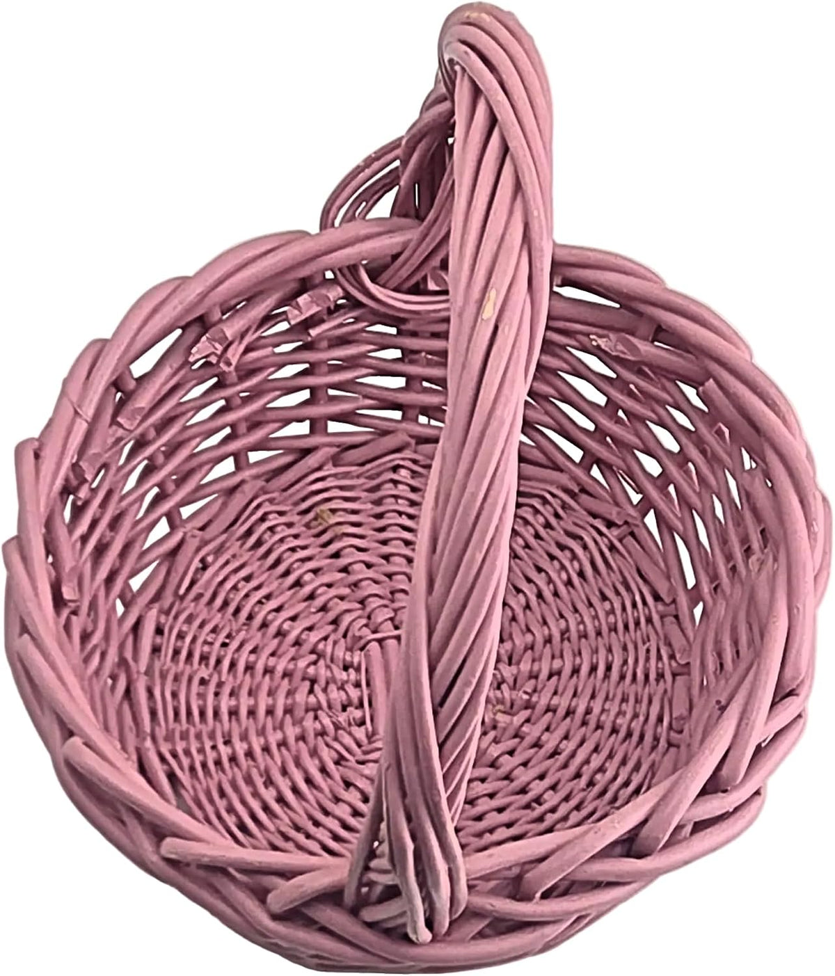 Pink Woven Wicker Basket with Arched Handle, 1 Piece