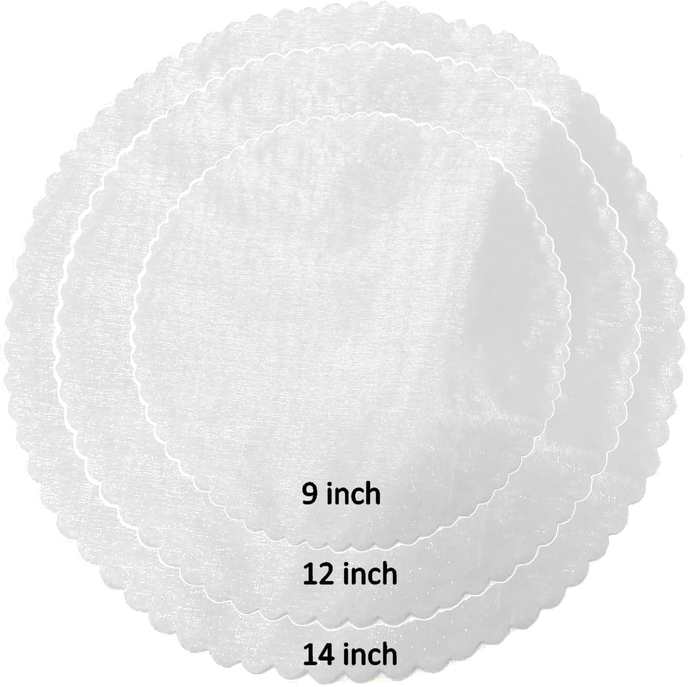 Party Favors Plus White Organza Scalloped Circles 9in 25 Count