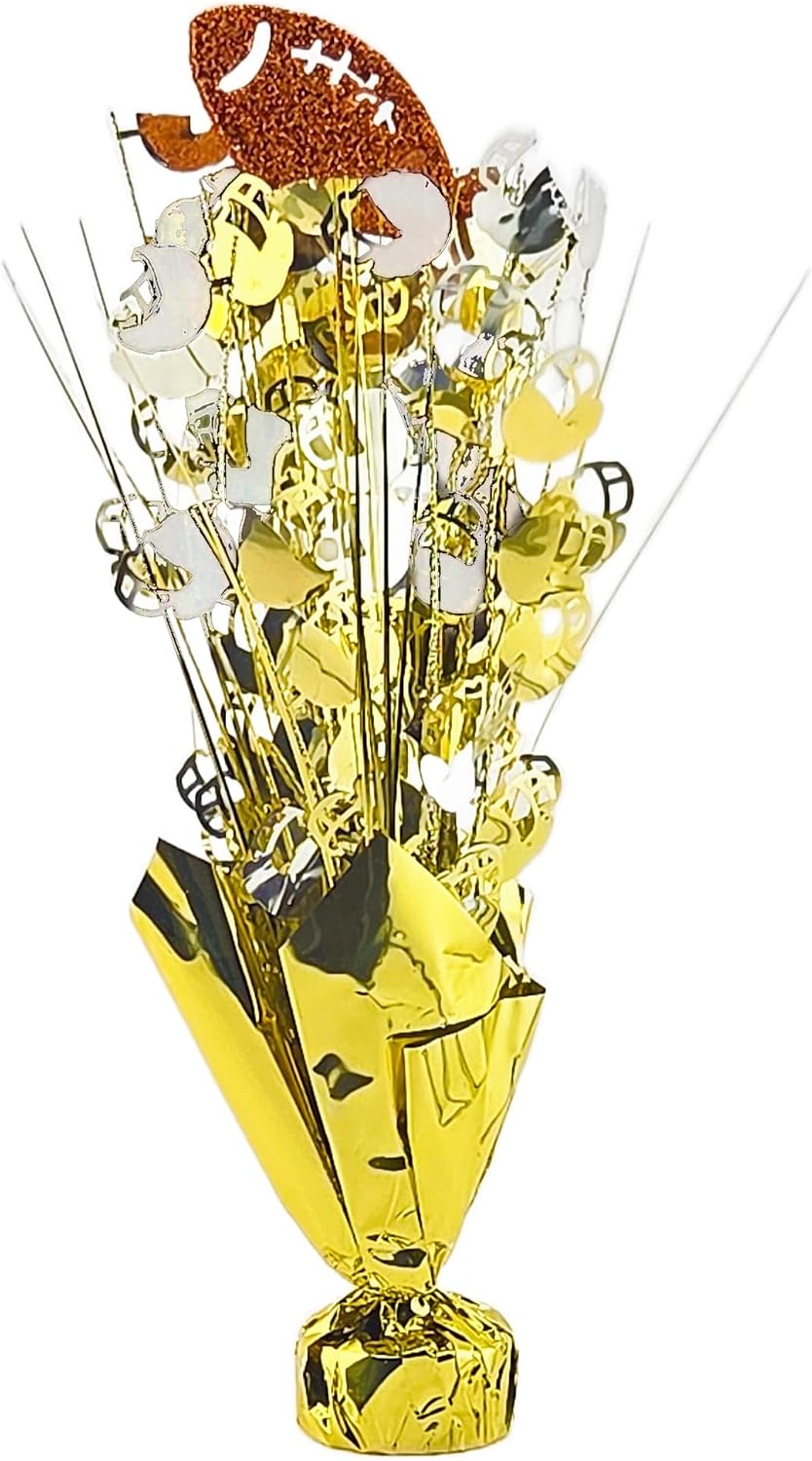 Metallic Gold and Silver Football Balloon Weight Centerpieces, 2 Pieces