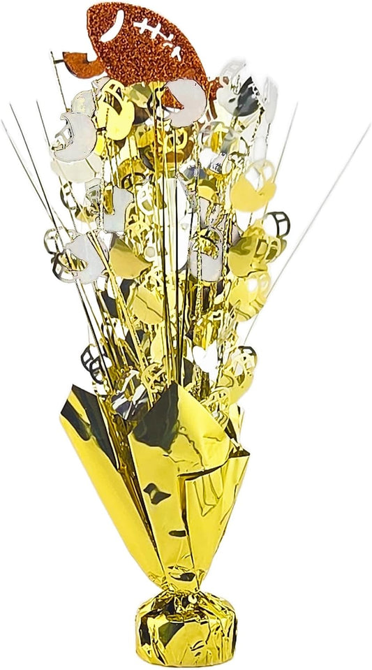 Metallic Gold and Silver Football Balloon Weight Centerpieces, 2 Pieces
