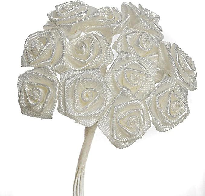 Party Favors Plus Ivory Mini Wrap Rose Wedding Flower Pick 144 Count