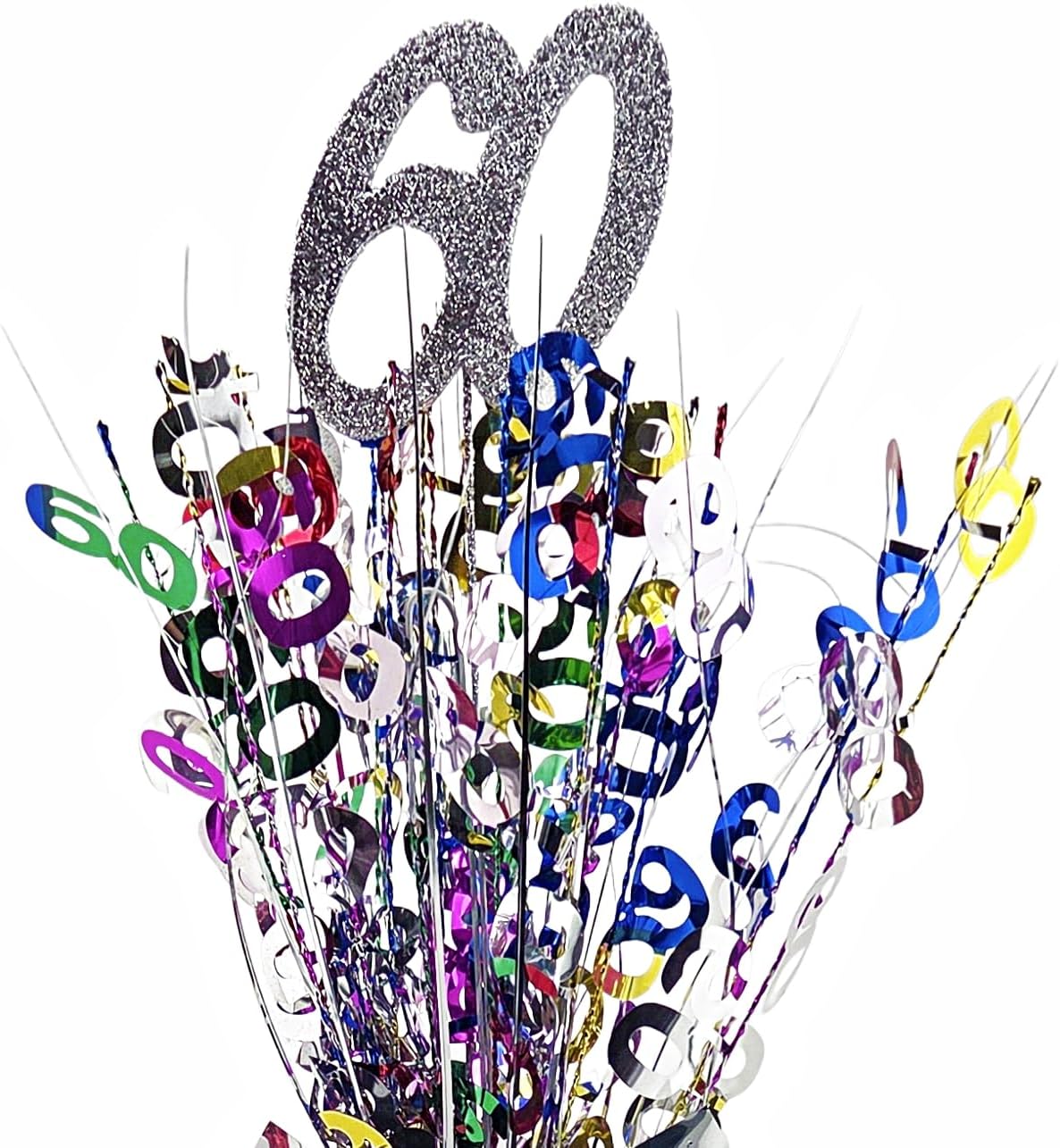 60th Birthday Anniversary Balloon Weight Centerpiece Silver