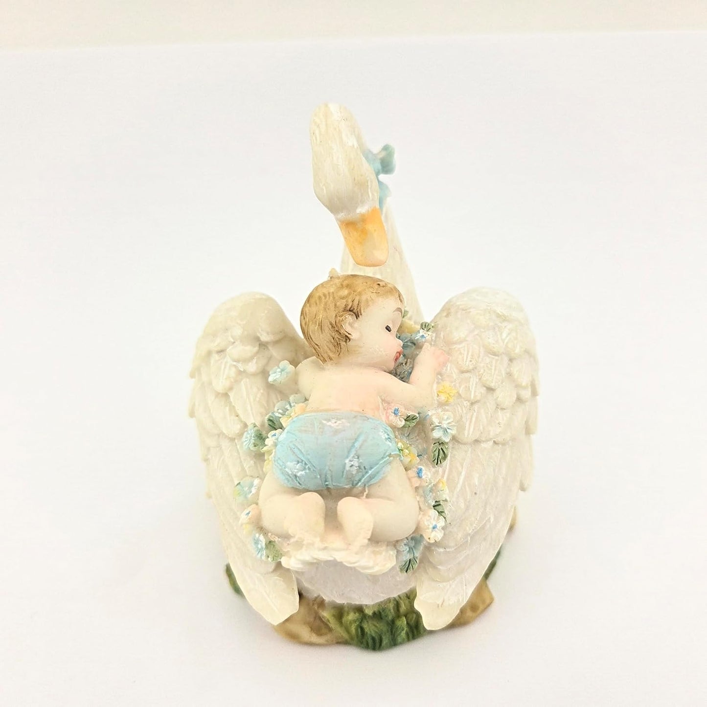 Party Favors Plus White Blue Polyresin Swan Figurine 3.5 Inch