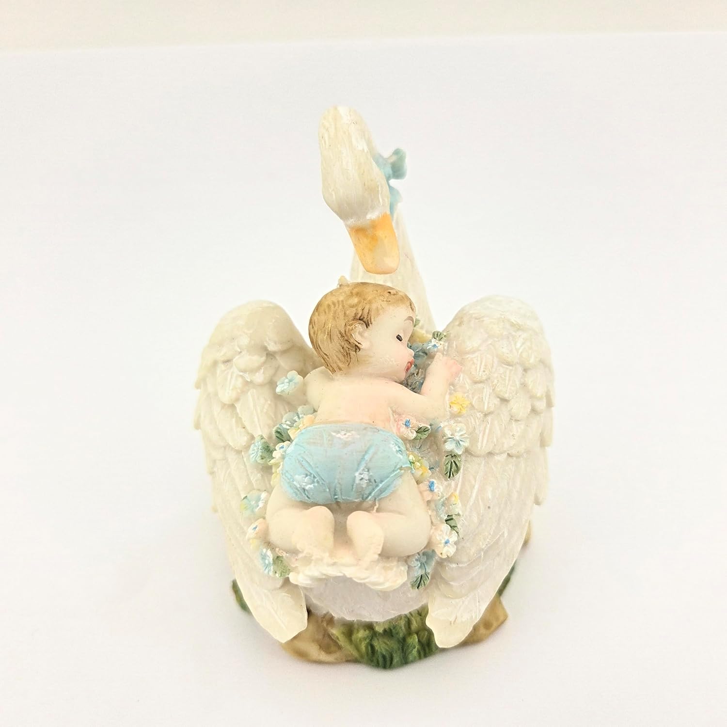 Party Favors Plus White Blue Polyresin Swan Figurine 3.5 Inch