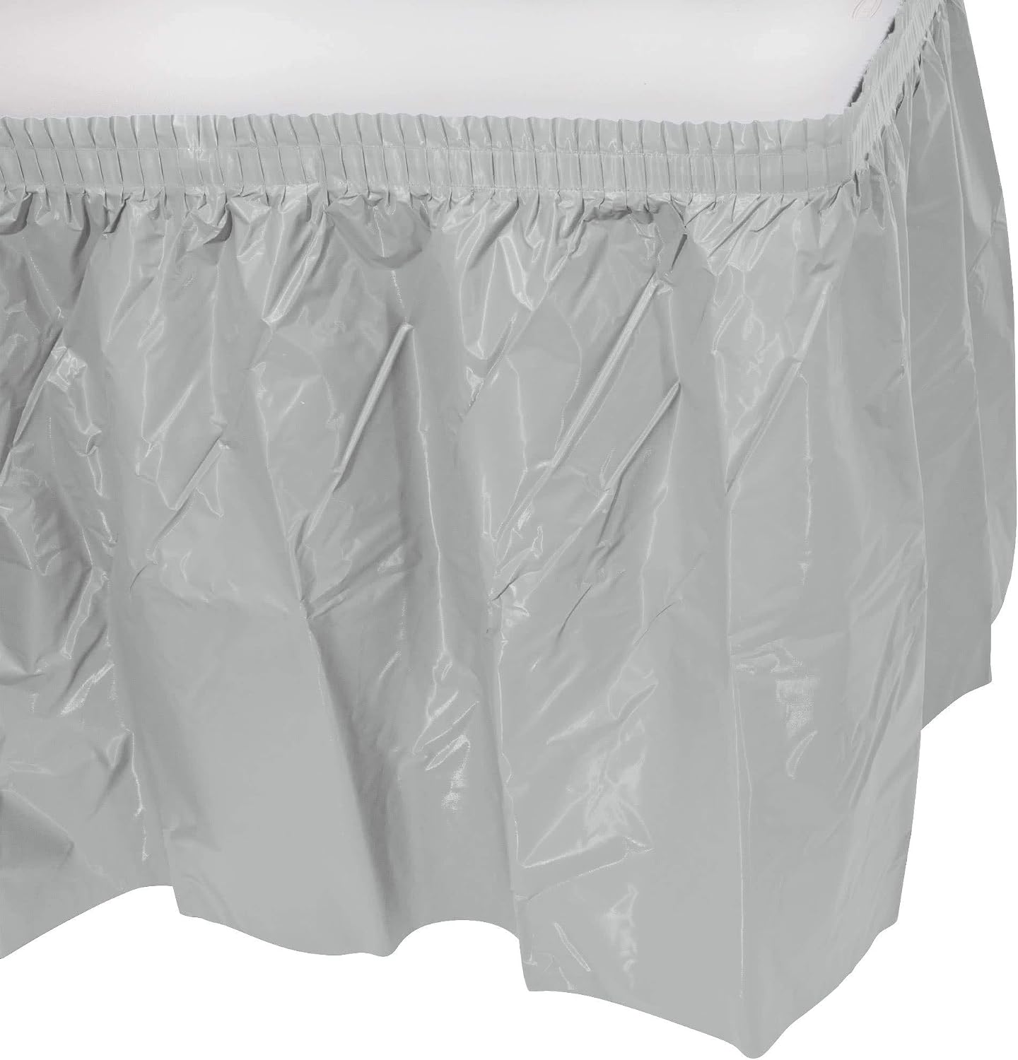 Party Favors Plus Silver Plastic Table Skirts 29 in x 13 Ft