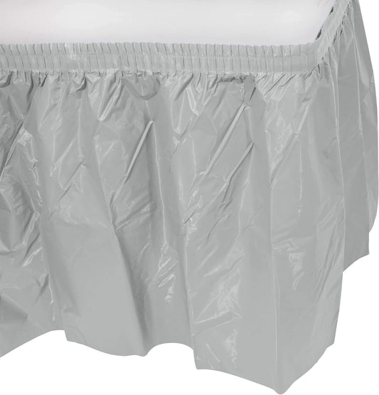 Party Favors Plus Silver Plastic Table Skirts 29 in x 13 Ft