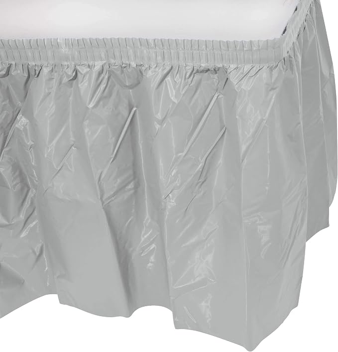 Party Favors Plus Silver Plastic Table Skirts 29 in x 13 Ft