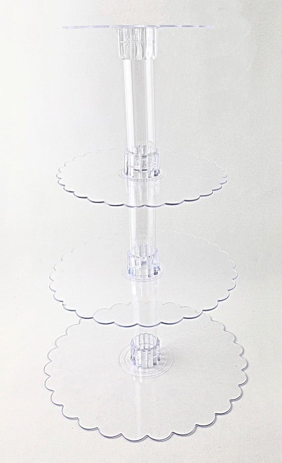 Party Favors Plus Clear Acrylic 4 Tier Cupcake Stand 14 12 10 8 Inch Scalloped Plates