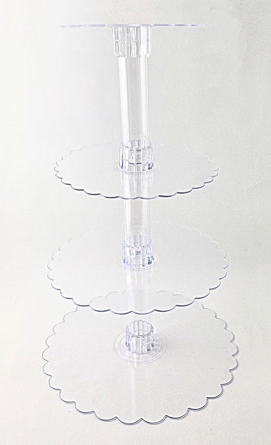 Party Favors Plus Clear Acrylic 4 Tier Cupcake Stand 14 12 10 8 Inch Scalloped Plates