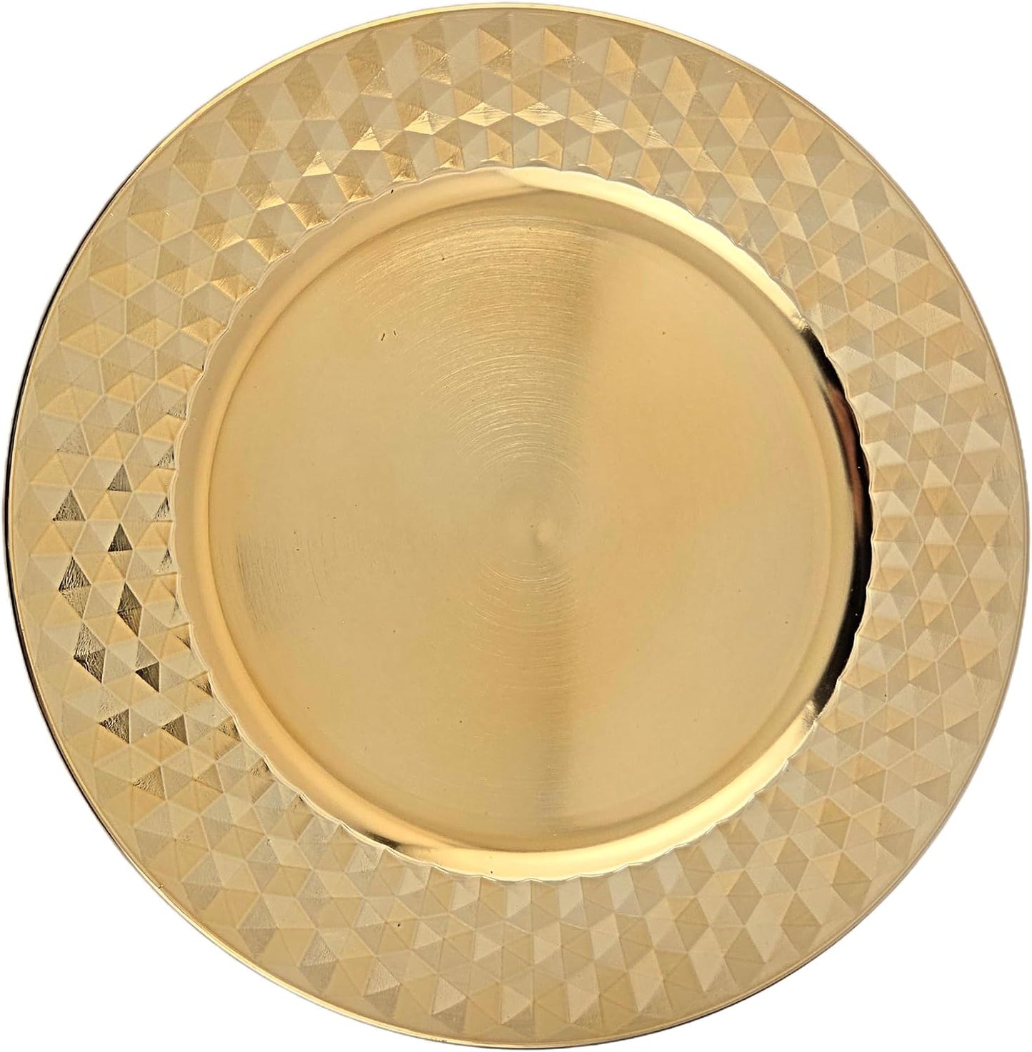 Party Favors Plus Gold Round Plastic Charger Plates Diamond Finish 13 Inch 6 Count