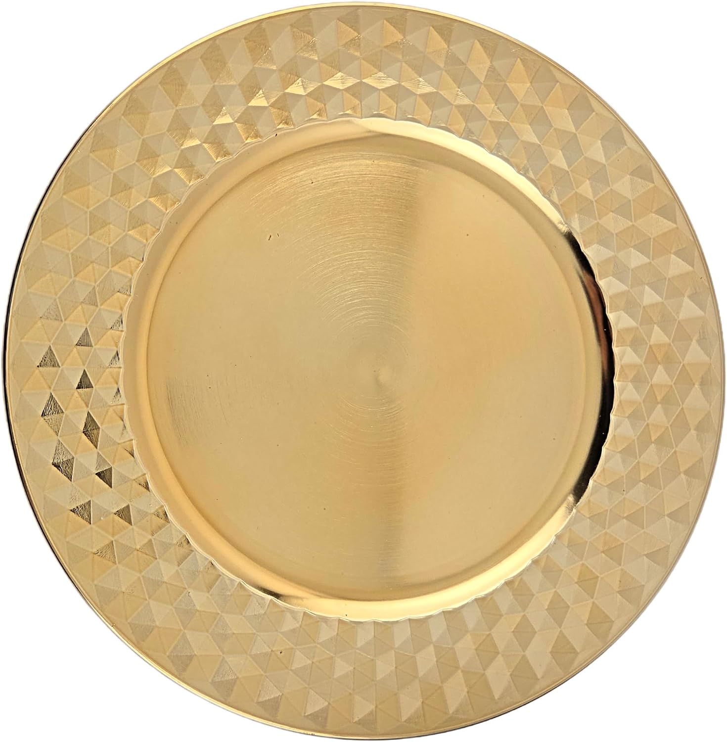Party Favors Plus Gold Round Plastic Charger Plates Diamond Finish 13 Inch 6 Count