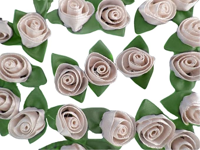 Party Favors Plus Satin Tulip Rose Applique Ivory 24 Count