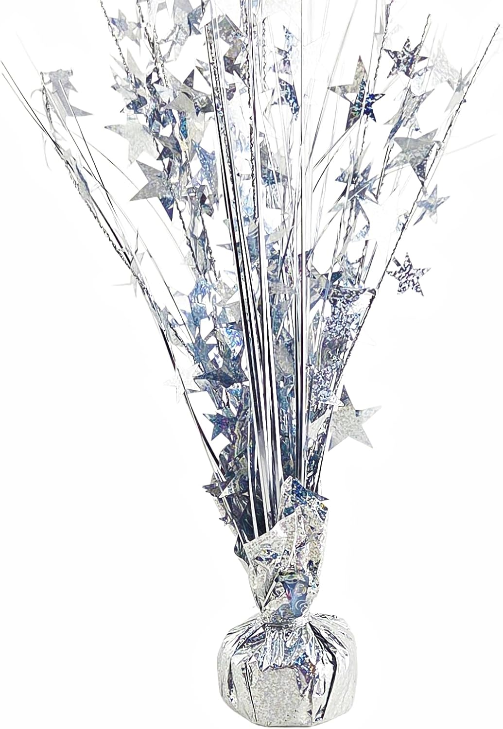 25th Birthday Anniversary Silver Mosaic Stars Centerpiece 2pcs