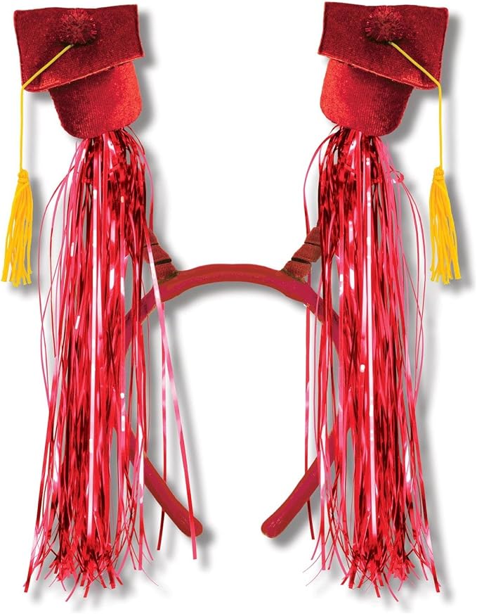 Beistle Red Grad Cap with Fringe Boppers Graduation Headband 1 Count