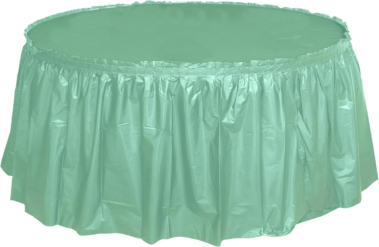 Party Favors Plus Mint Green Plastic Tablecloth 84 Inch Round with Table Skirts 3 Piece Set